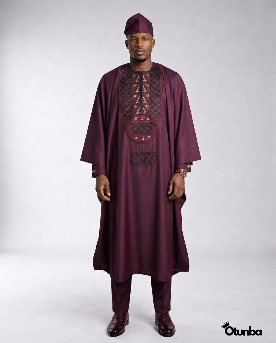 Luxury Burgundy Agbada | Custom Sizing | Burgundy — Photo 427 | OTUNBA Luxury Fashion