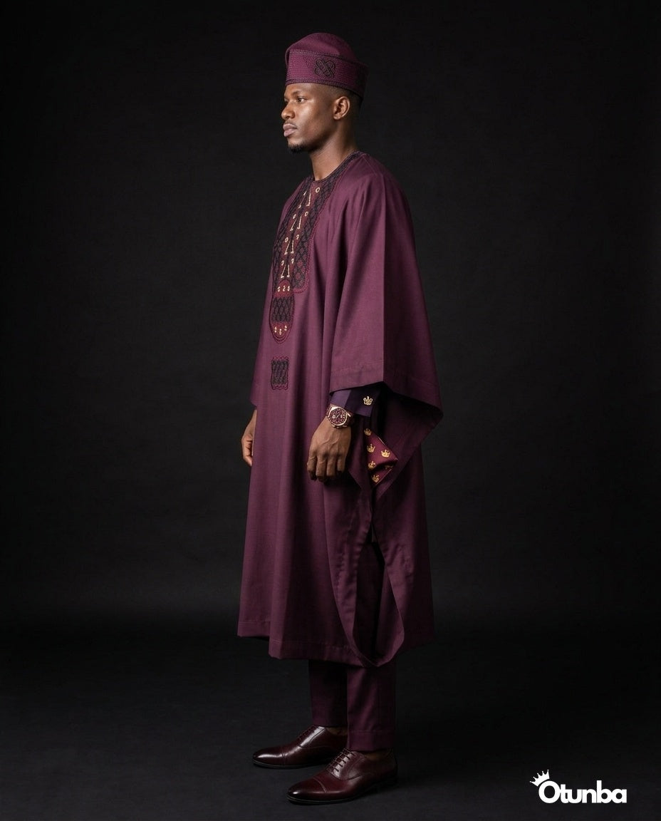 Luxury Burgundy Agbada | Custom Sizing | Burgundy — Photo 428 | OTUNBA Luxury Fashion