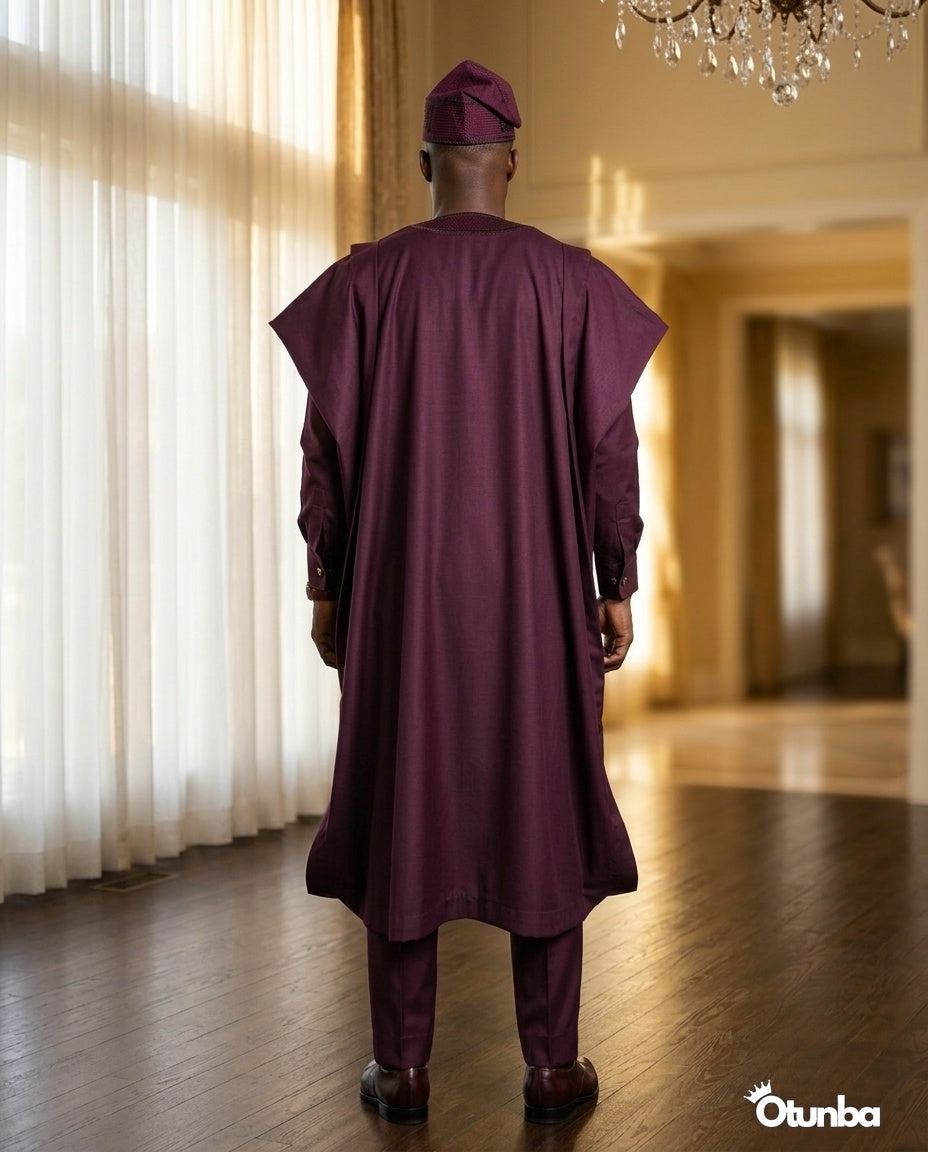 Luxury Burgundy Agbada | Custom Sizing | Burgundy — Photo 431 | OTUNBA Luxury Fashion