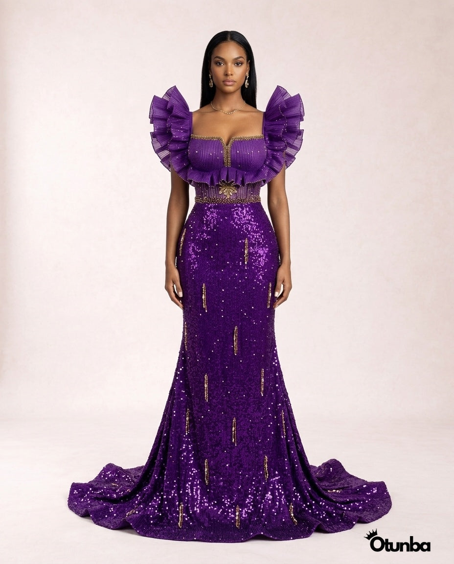 Luxury Evening Elegant Dress | Purple — Photo 2 | OTUNBA Luxury Fashion