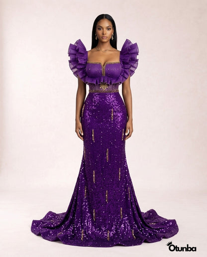 Luxury Evening Elegant Dress | Purple — Photo 2 | OTUNBA Luxury Fashion