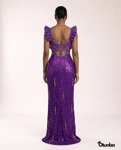 Luxury Evening Elegant Dress | Purple — Photo 3 | OTUNBA Luxury Fashion