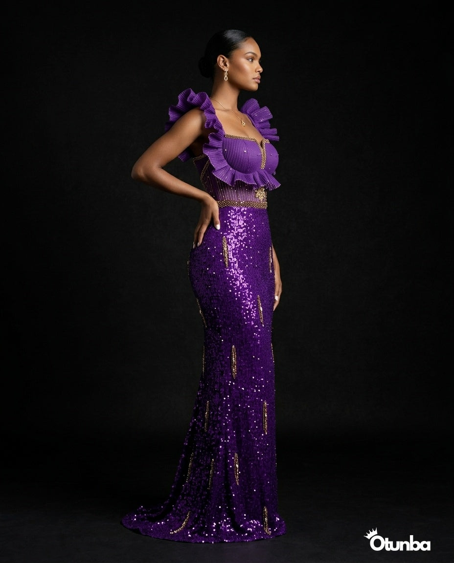Luxury Evening Elegant Dress | Purple — Photo 4 | OTUNBA Luxury Fashion