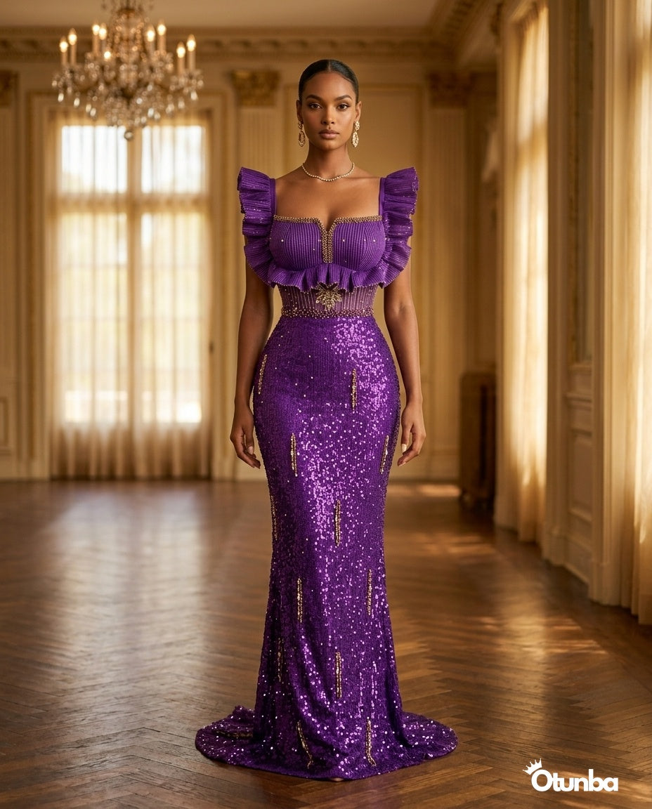 Luxury Evening Elegant Dress | Purple — Social 1 | OTUNBA Luxury Fashion