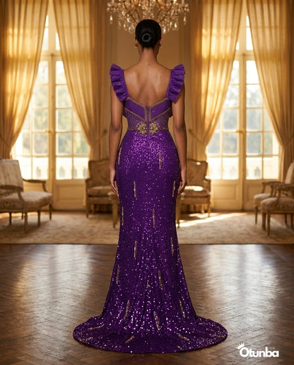Luxury Evening Elegant Dress | Purple — Social 2 | OTUNBA Luxury Fashion