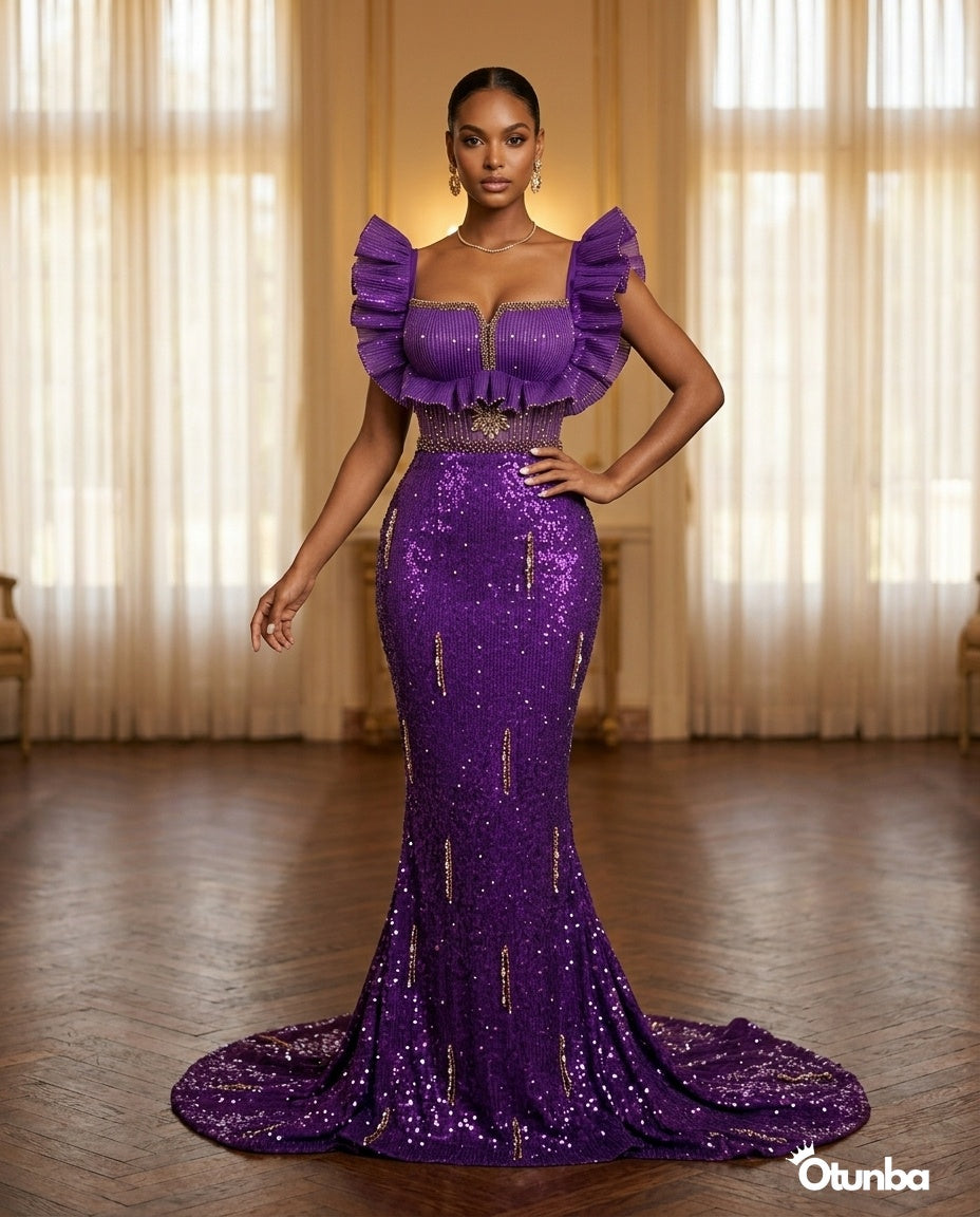 Luxury Evening Elegant Dress | Purple — Social 3 | OTUNBA Luxury Fashion