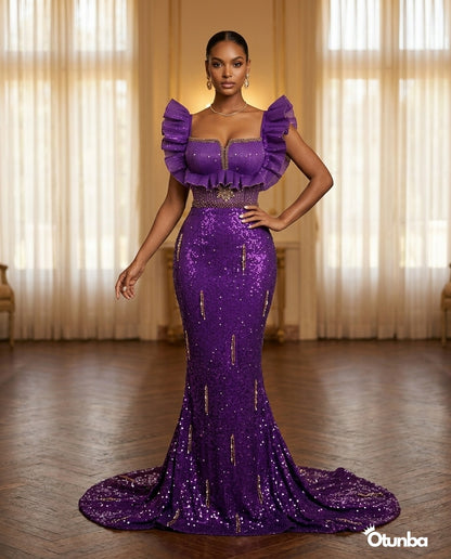 Luxury Evening Elegant Dress | Purple — Social 3 | OTUNBA Luxury Fashion