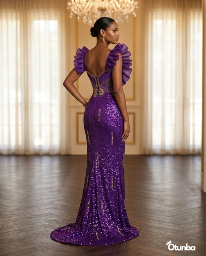 Luxury Evening Elegant Dress | Purple — Social 5 | OTUNBA Luxury Fashion