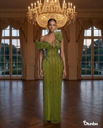 Luxury Exquisite Stoned Dress | Green — Social 4 | OTUNBA Luxury Fashion
