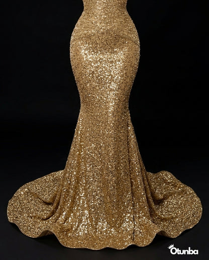 Luxury Glitter Prom Dress | Gold — Photo 3 | OTUNBA Luxury Fashion