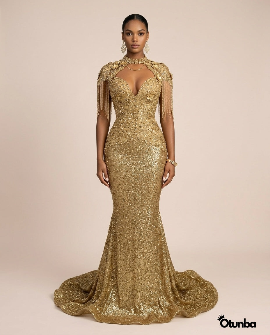 Luxury Glitter Prom Dress | Gold — Photo 4 | OTUNBA Luxury Fashion