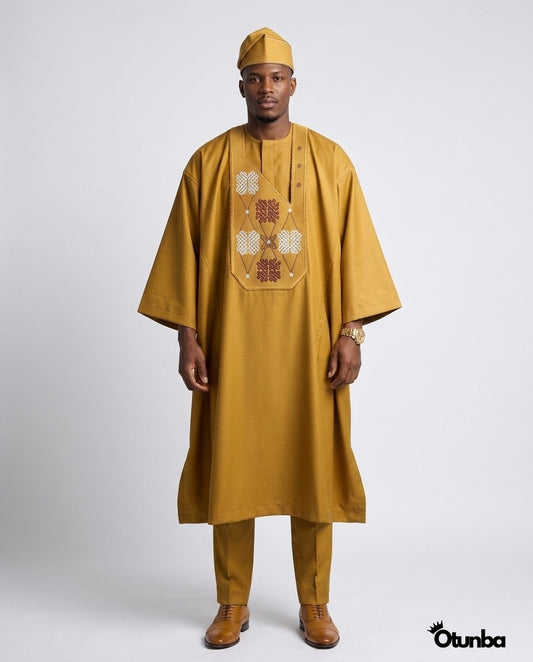 Luxury Gold Agbada | Custom Size |  Gold — Photo 442 | OTUNBA Luxury Fashion