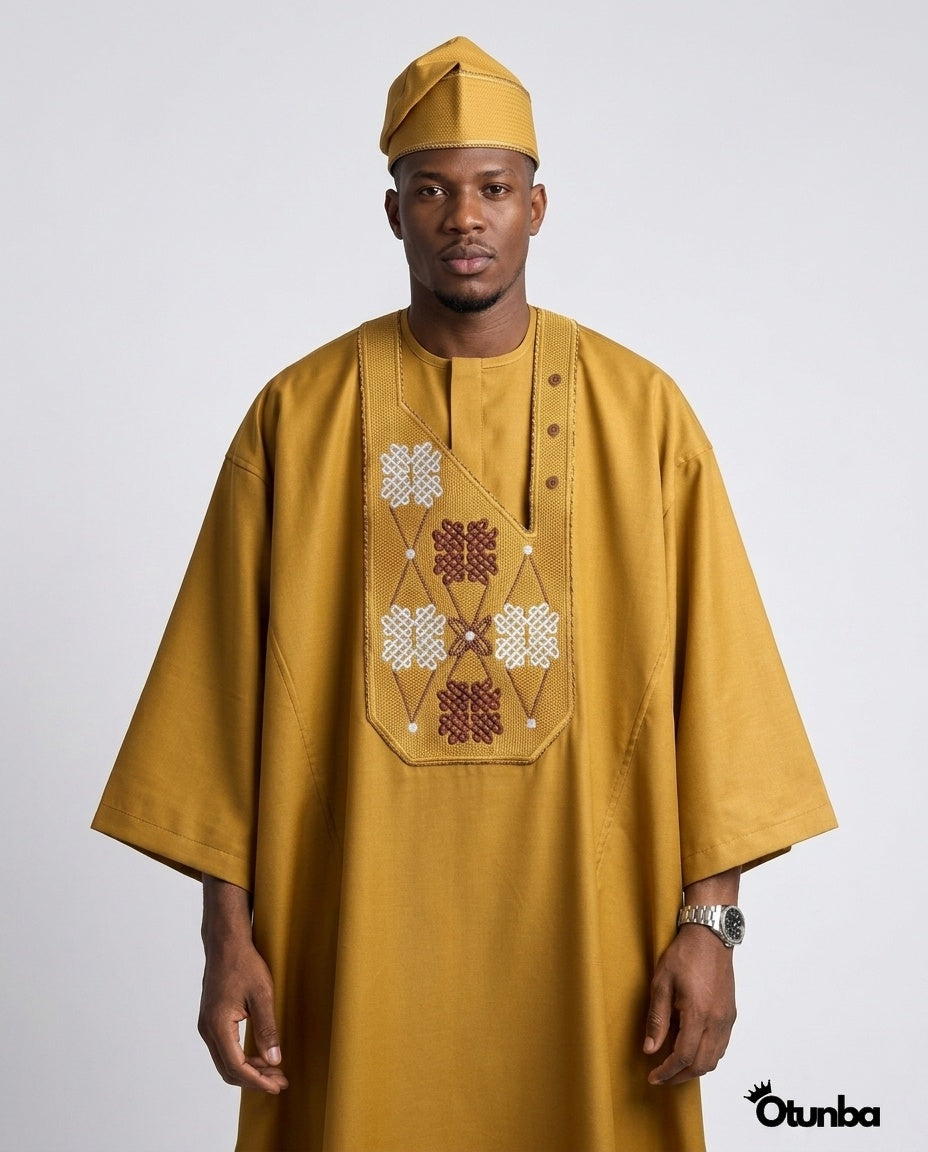 Luxury Gold Agbada | Custom Size |  Gold — Photo 444 | OTUNBA Luxury Fashion