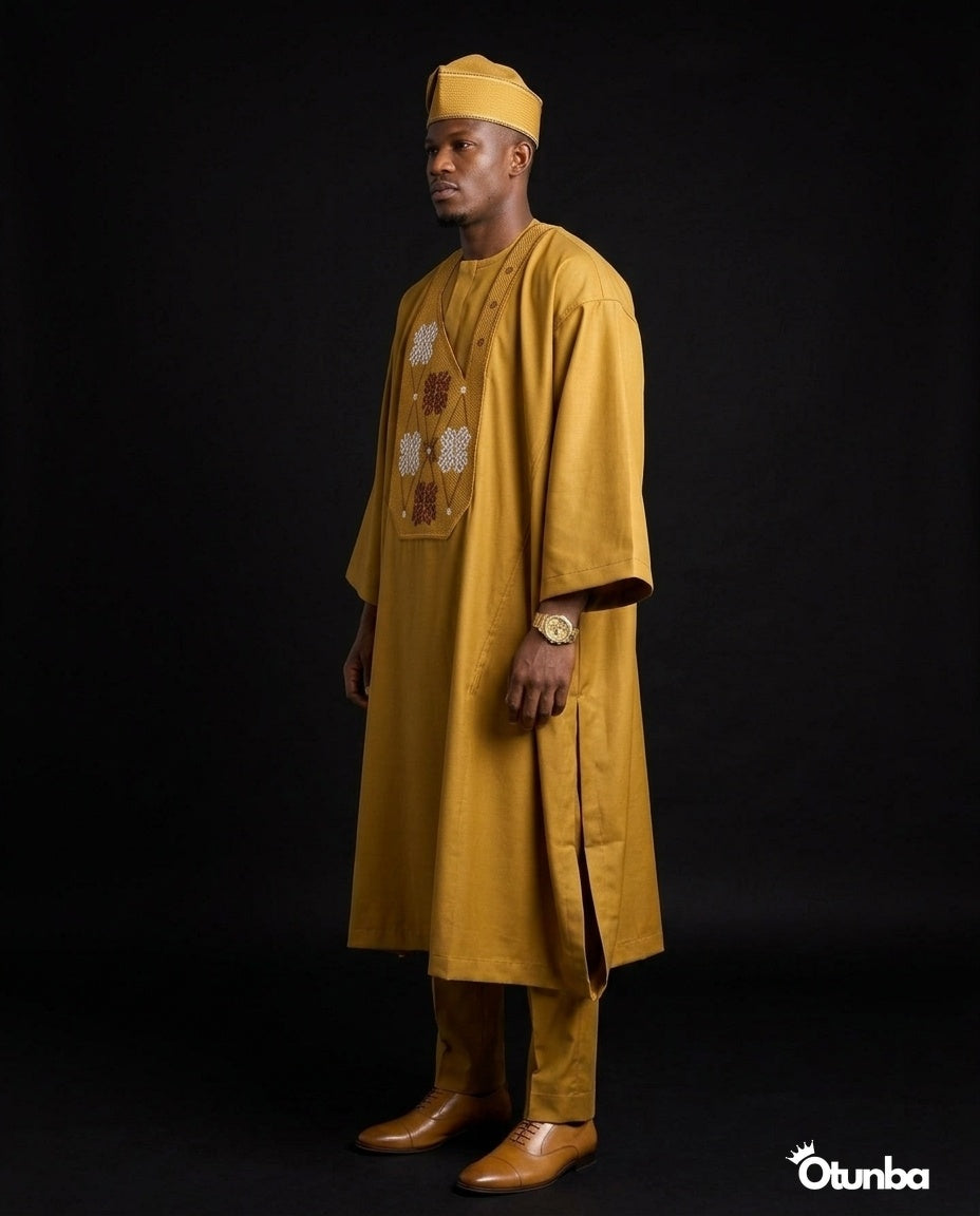 Luxury Gold Agbada | Custom Size |  Gold — Photo 445 | OTUNBA Luxury Fashion