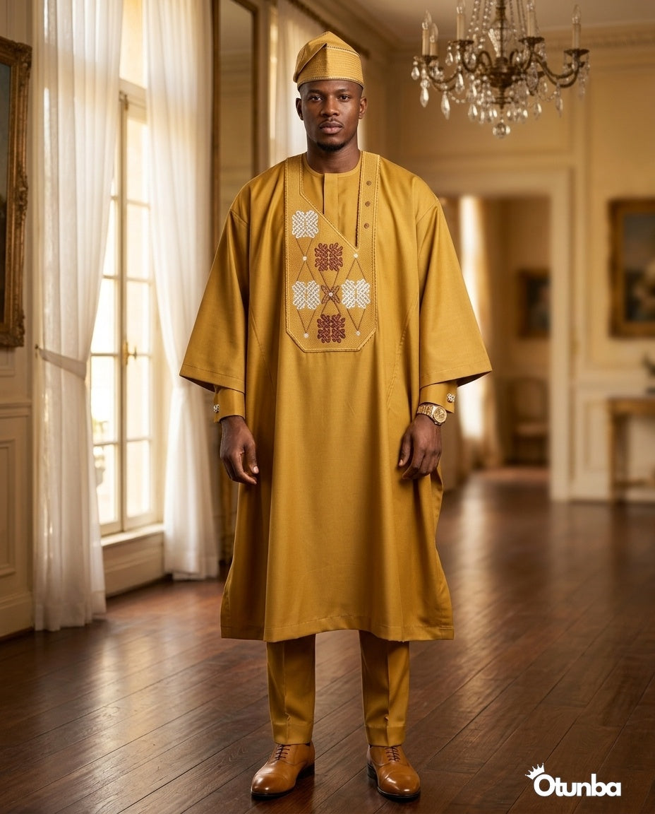Luxury Gold Agbada | Custom Size |  Gold — Photo 447 | OTUNBA Luxury Fashion