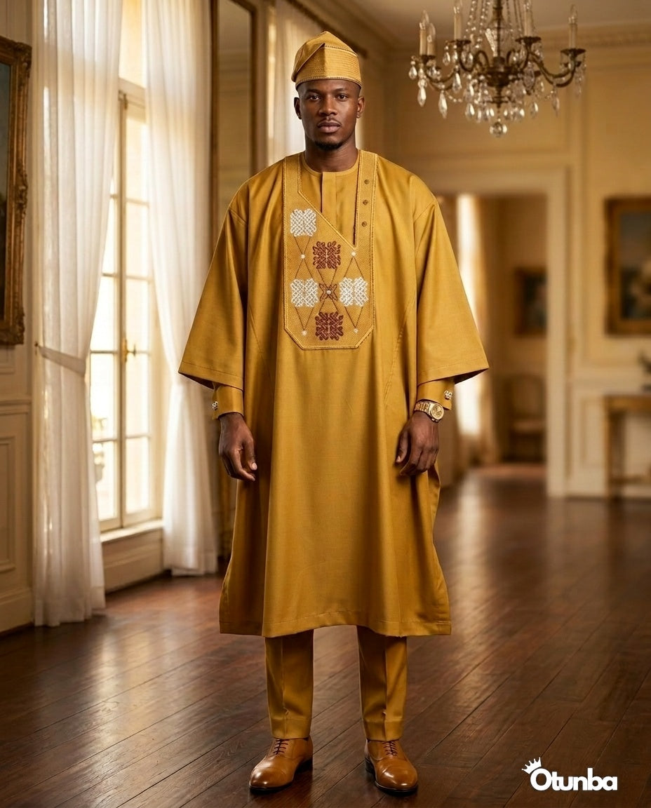 Luxury Gold Agbada | Custom Size |  Gold — Photo 450 | OTUNBA Luxury Fashion