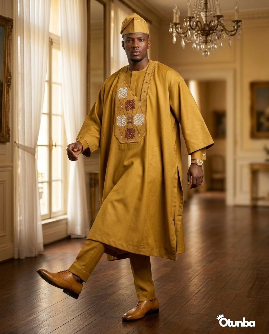 Luxury Gold Agbada | Custom Size |  Gold — Photo 451 | OTUNBA Luxury Fashion