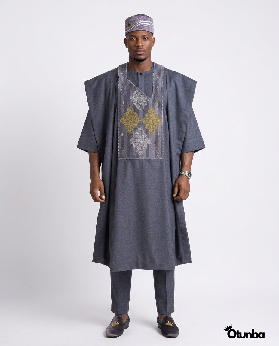 Luxury Grey Agbada | Custom Sizing | Grey — Photo 455 | OTUNBA Luxury Fashion