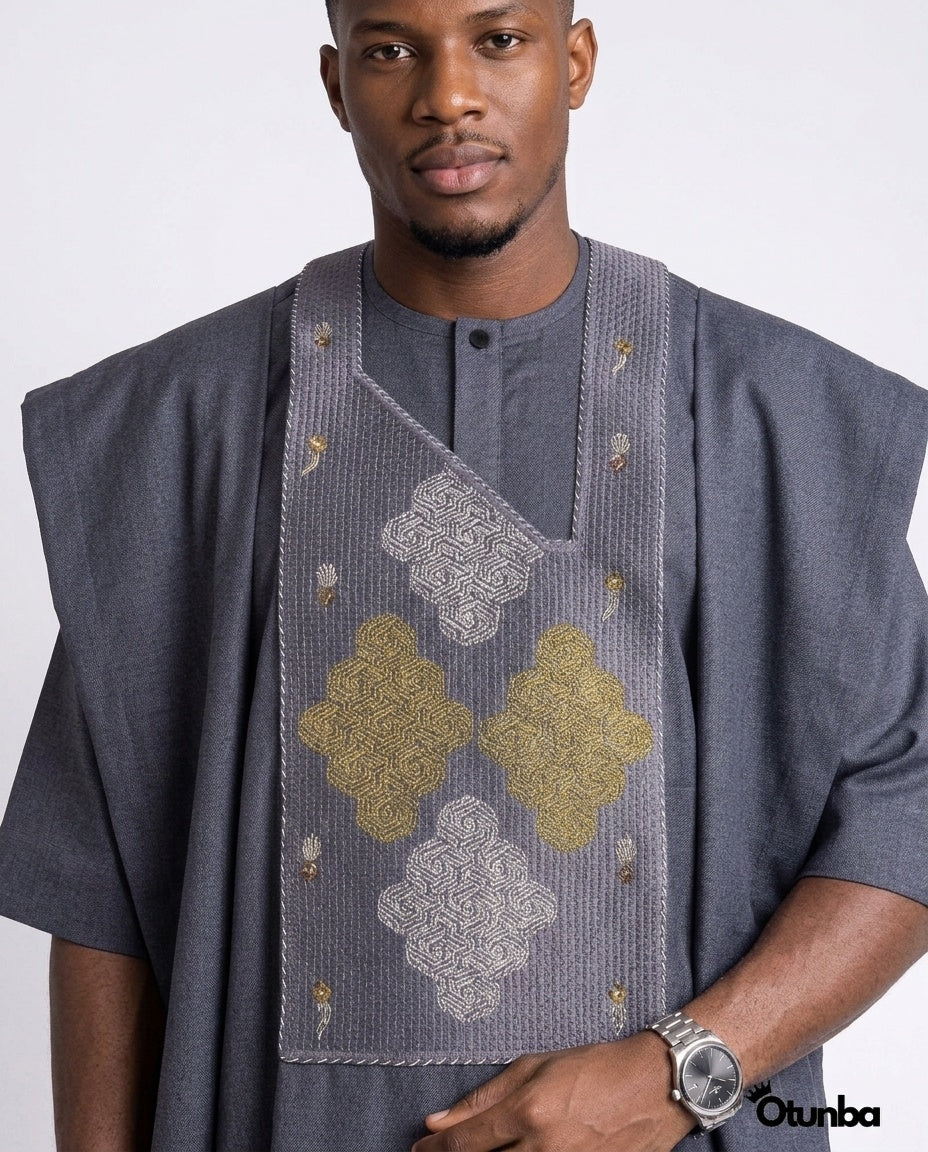 Luxury Grey Agbada | Custom Sizing | Grey — Photo 457 | OTUNBA Luxury Fashion