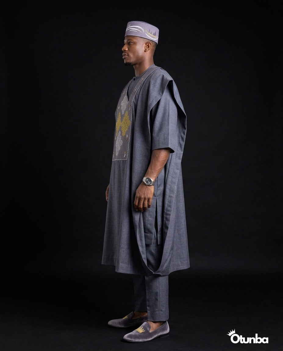 Luxury Grey Agbada | Custom Sizing | Grey — Photo 458 | OTUNBA Luxury Fashion