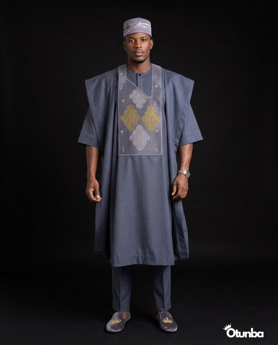 Luxury Grey Agbada | Custom Sizing | Grey — Photo 459 | OTUNBA Luxury Fashion