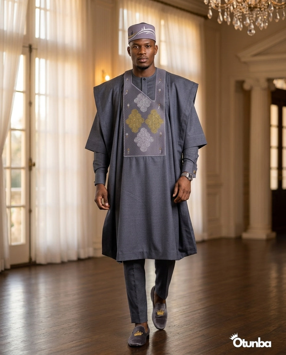 Luxury Grey Agbada | Custom Sizing | Grey — Photo 460 | OTUNBA Luxury Fashion