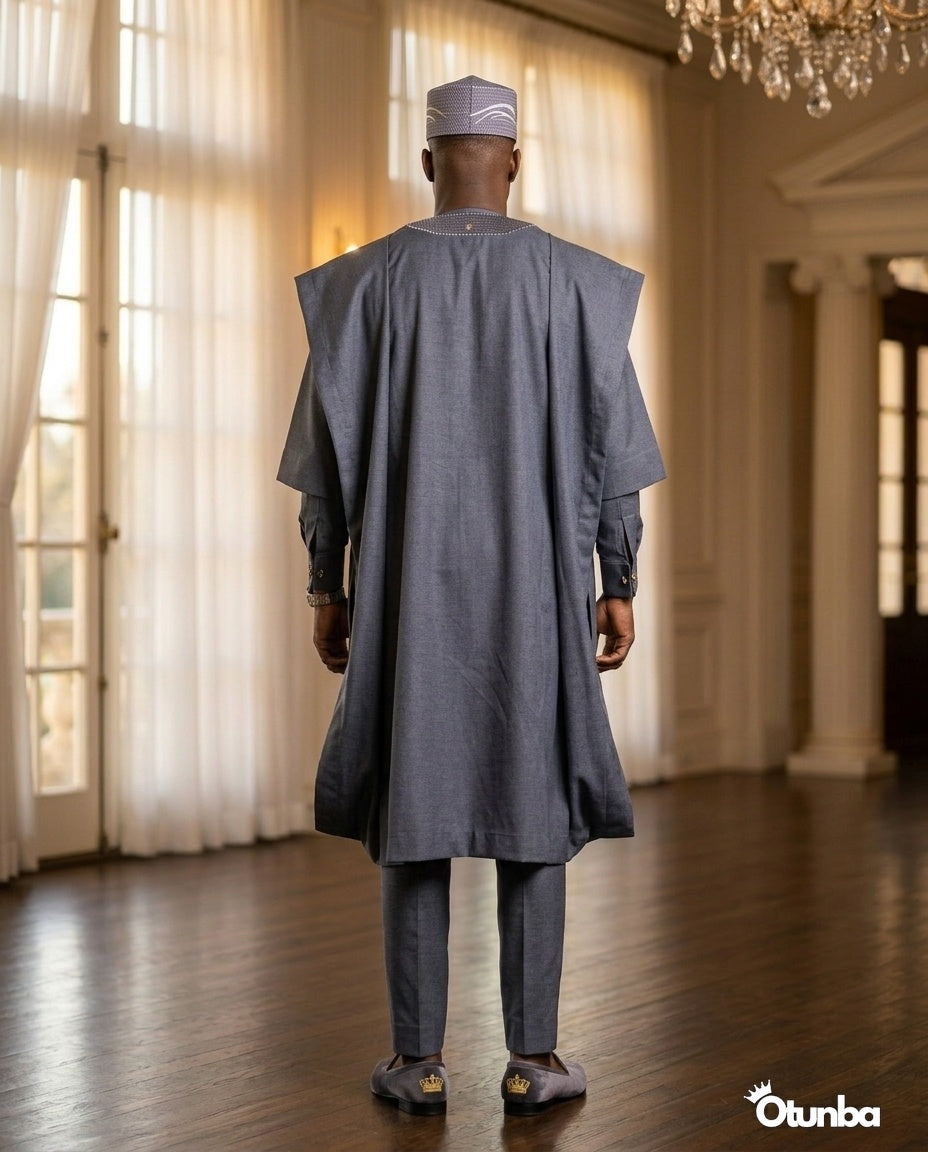 Luxury Grey Agbada | Custom Sizing | Grey — Photo 461 | OTUNBA Luxury Fashion