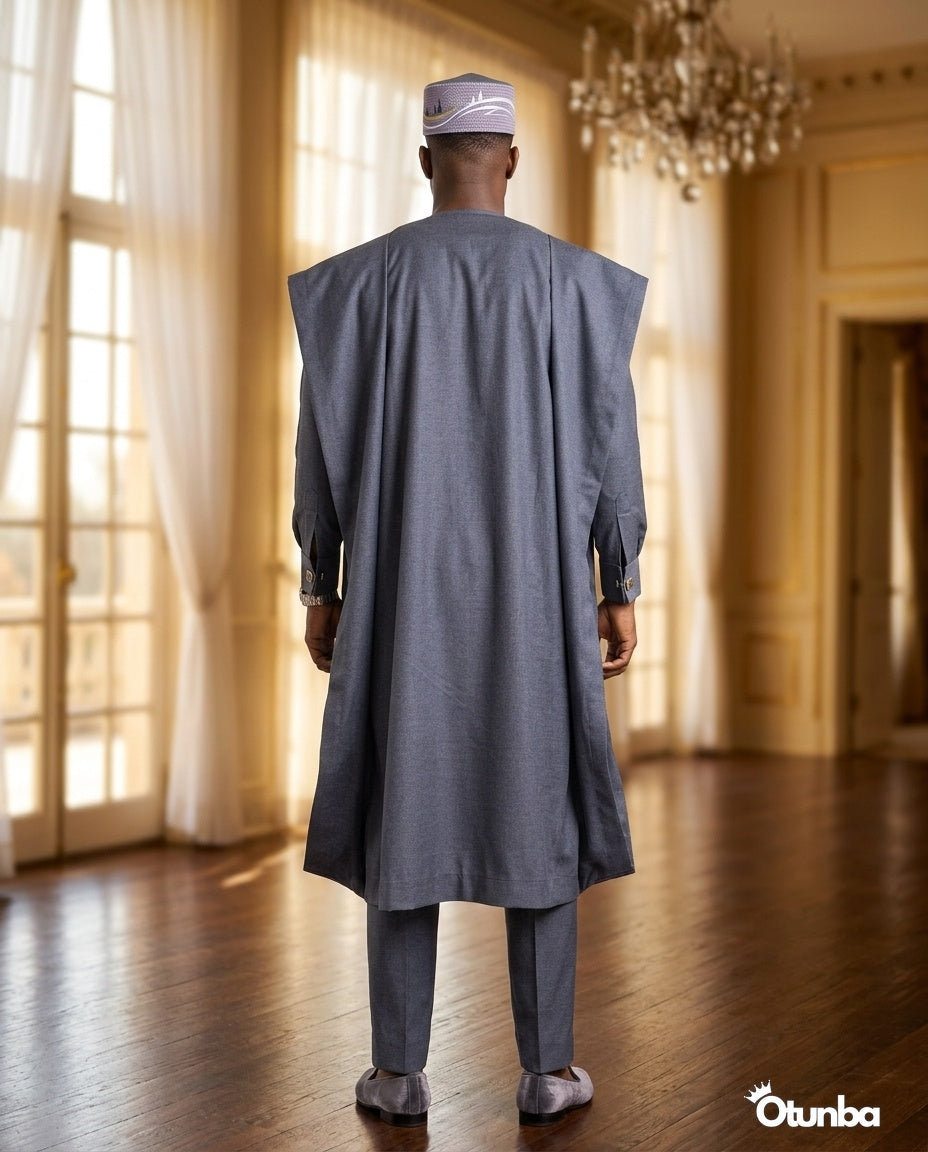 Luxury Grey Agbada | Custom Sizing | Grey — Photo 462 | OTUNBA Luxury Fashion