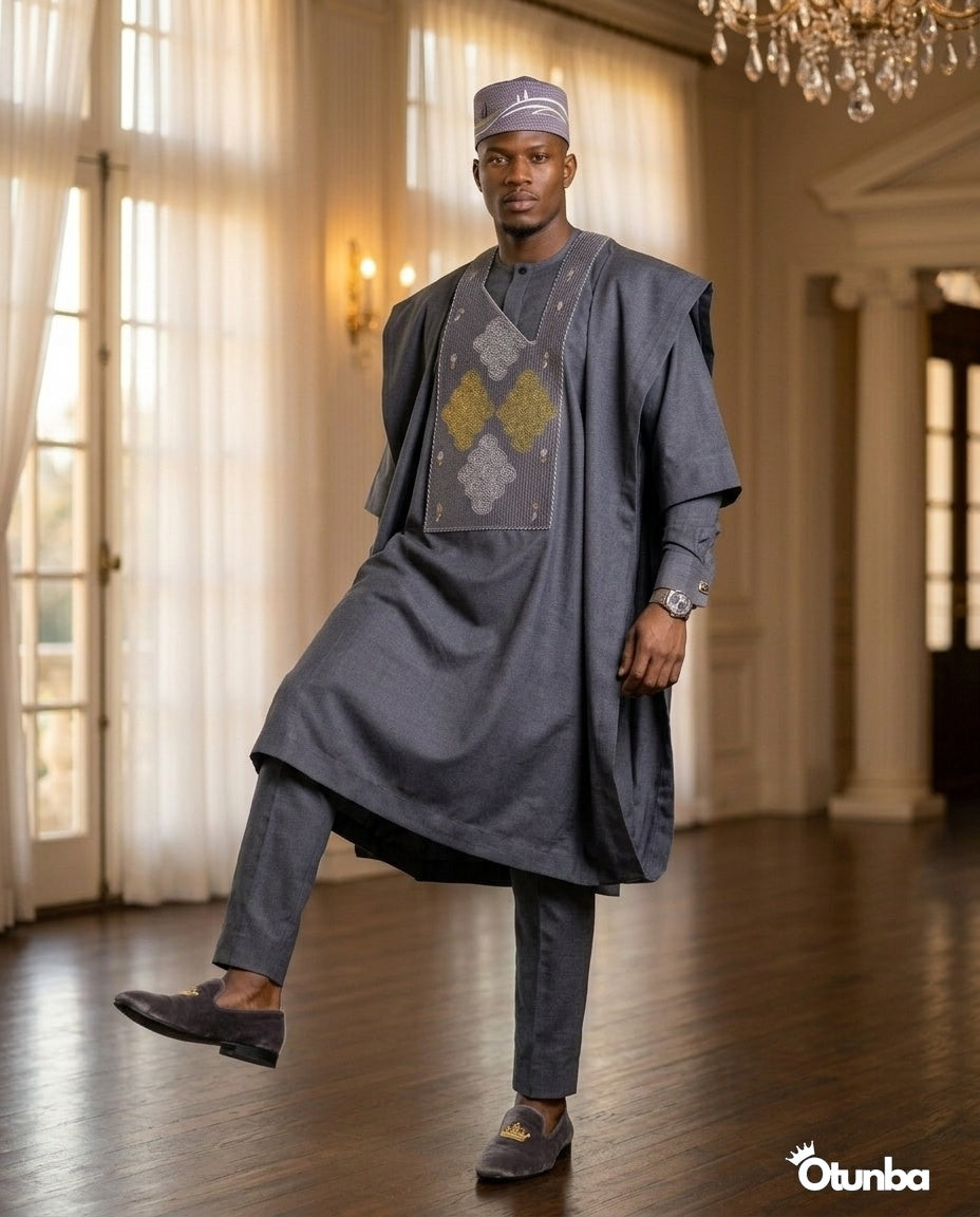 Luxury Grey Agbada | Custom Sizing | Grey — Photo 464 | OTUNBA Luxury Fashion