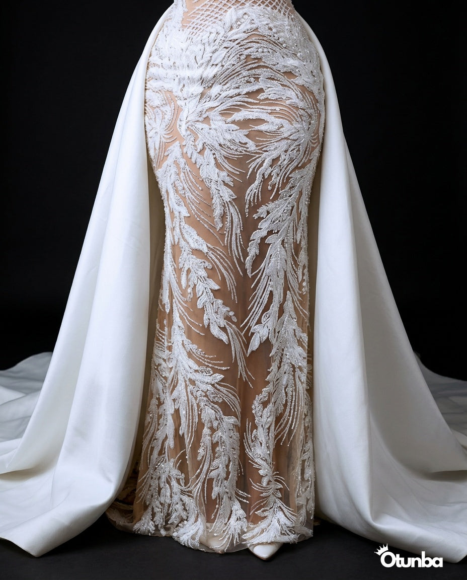 Luxury Illusion Mermaid Ivory Wedding Dress