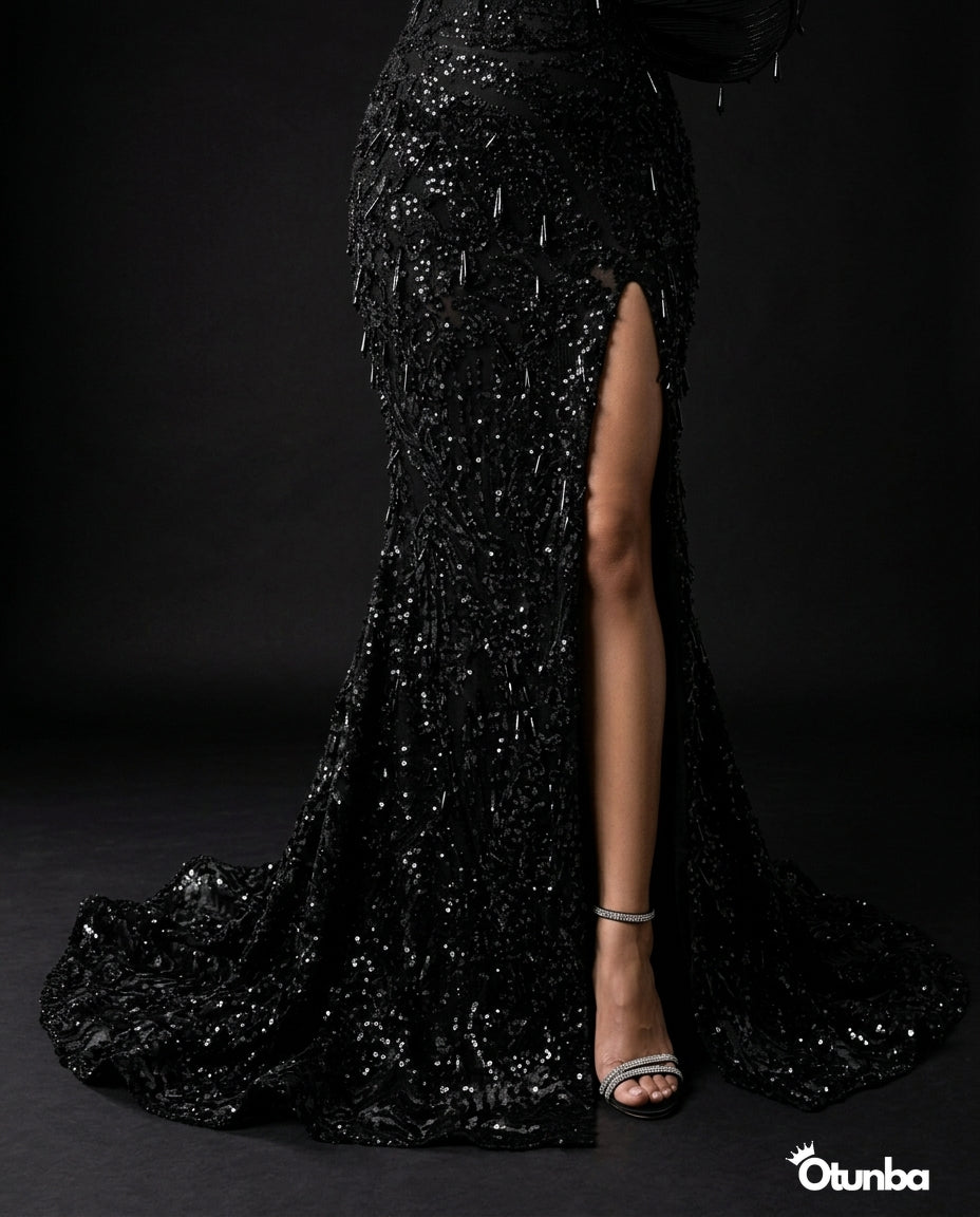 beaded dress cocktail Luxury Long Prom Beaded Lace Dress