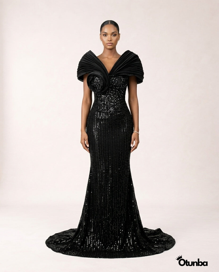 Luxury Long Prom Silver Sequence Dress