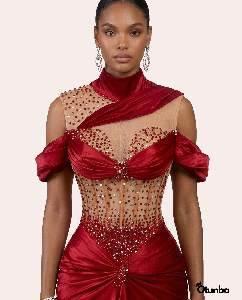 Luxury Long Satin Prom Corset Dress