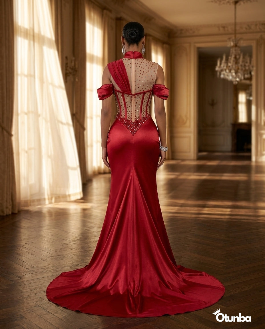 Luxury Long Satin Prom Corset Dress