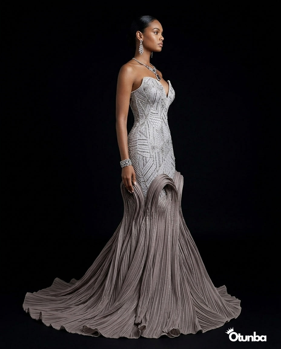 Luxury Long Sequin Mermaid Prom Dress | Silver — Photo 1 | OTUNBA Luxury Fashion