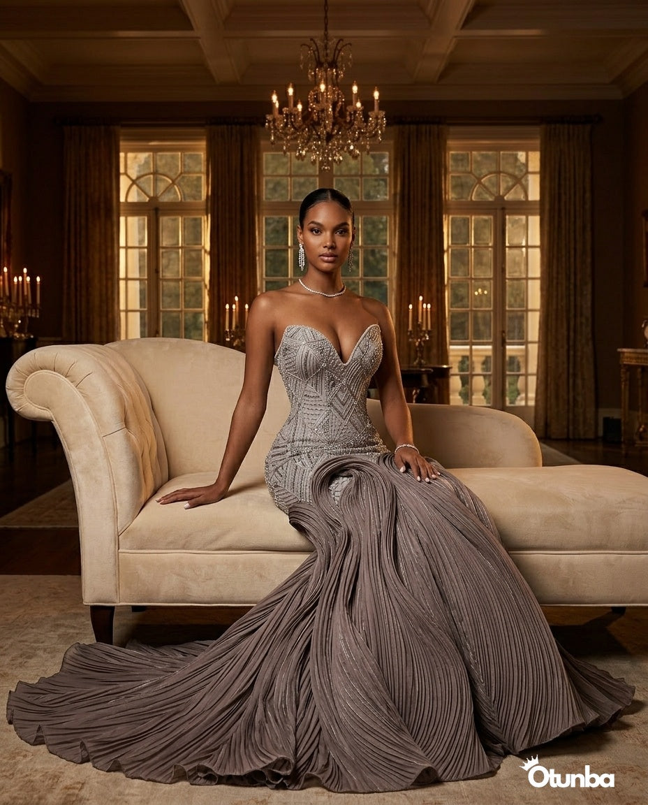 Luxury Long Sequin Mermaid Prom Dress | Silver — Social 3 | OTUNBA Luxury Fashion
