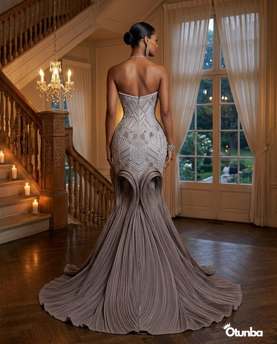 Luxury Long Sequin Mermaid Prom Dress | Silver — Social 4 | OTUNBA Luxury Fashion
