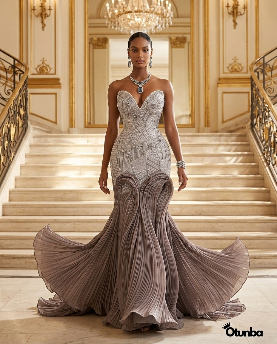 Luxury Long Sequin Mermaid Prom Dress | Silver — Social 5 | OTUNBA Luxury Fashion