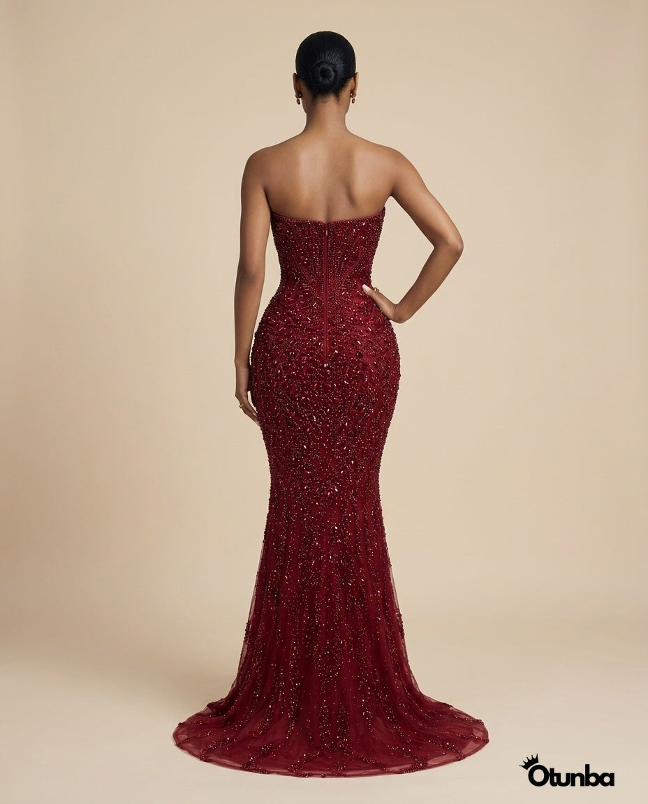 Luxury Long Silver Sequence Prom Dress | Red OTUNBA Luxury Long Silver Sequence Prom Dress | Red OTUNBA