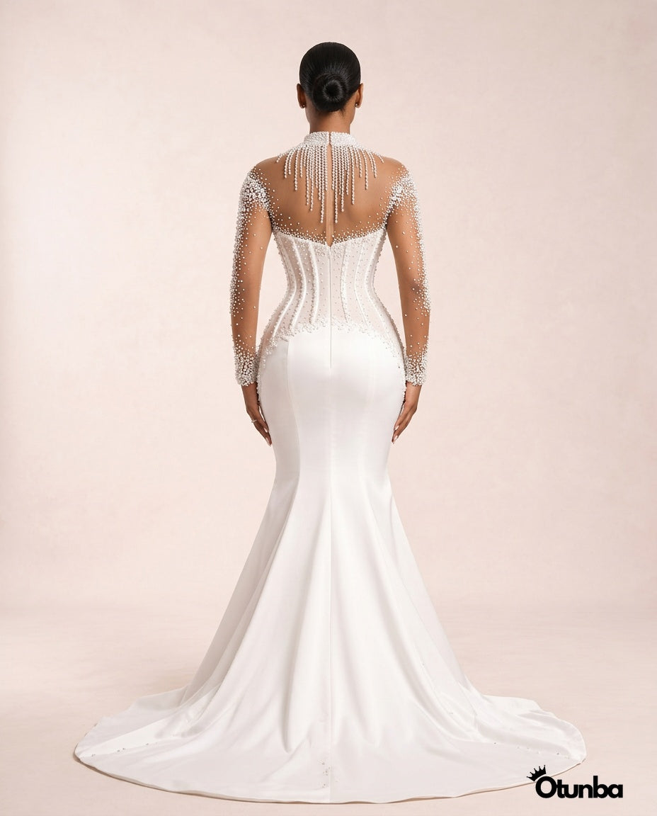Luxury Mermaid Wedding Dresses | Sheer Long Sleeves — Photo 2 | OTUNBA Luxury Fashion