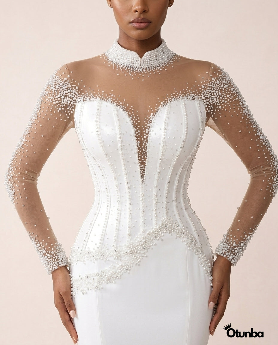 Luxury Mermaid Wedding Dresses | Sheer Long Sleeves — Photo 5 | OTUNBA Luxury Fashion