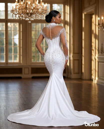 Luxury Mermaid Wedding Dresses | Sheer Long Sleeves — Social 2 | OTUNBA Luxury Fashion
