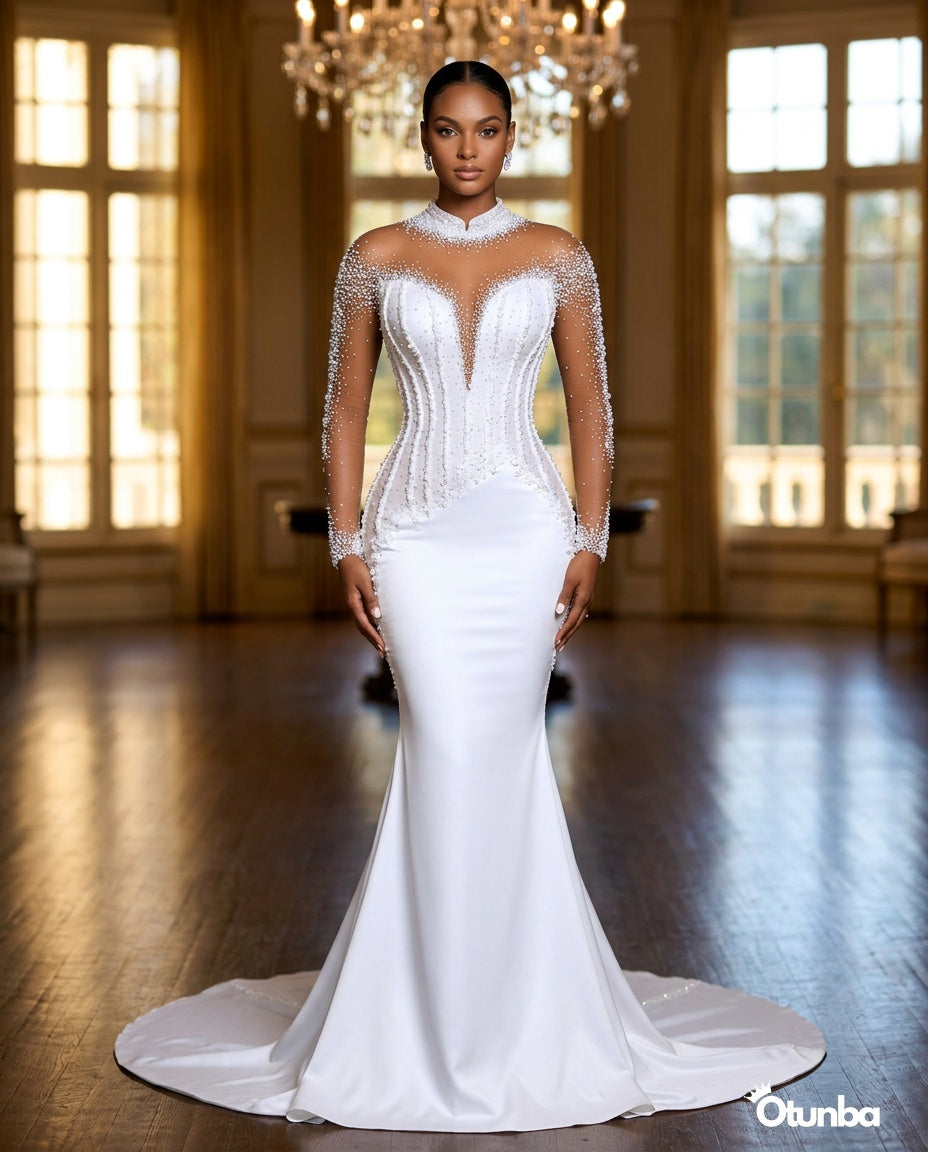 Luxury Mermaid Wedding Dresses | Sheer Long Sleeves — Social 3 | OTUNBA Luxury Fashion