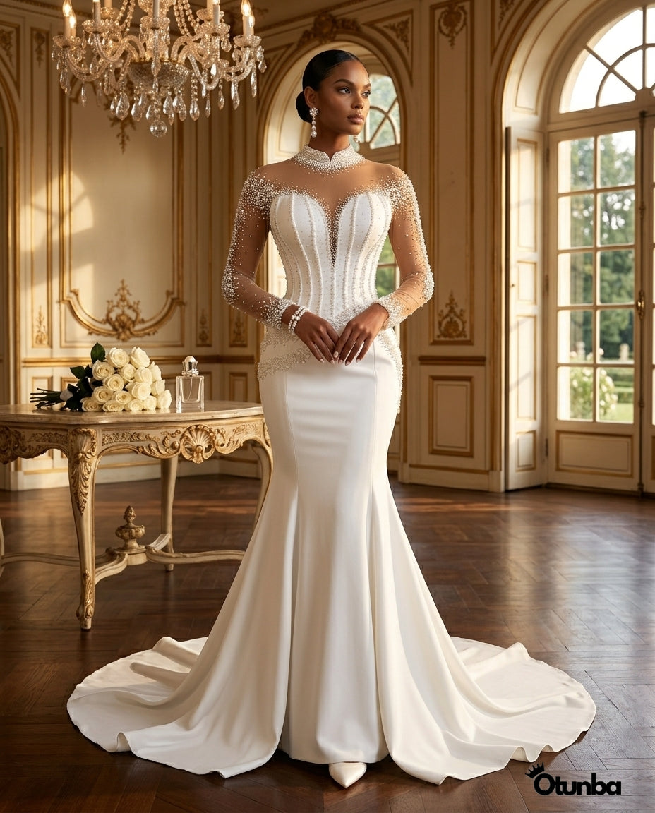 Luxury Mermaid Wedding Dresses | Sheer Long Sleeves — Social 4 | OTUNBA Luxury Fashion