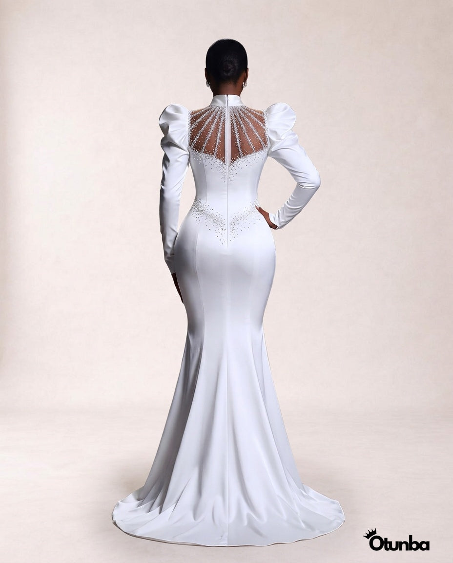 Luxury Puff Hand Breast tube corset Wedding Dress | High Neck — Photo 1 | OTUNBA Luxury Fashion