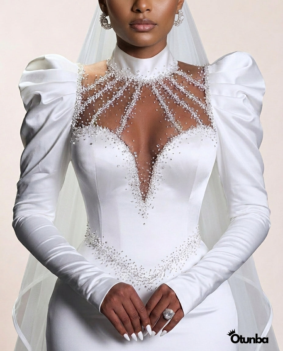 Luxury Puff Hand Breast tube corset Wedding Dress | High Neck — Photo 3 | OTUNBA Luxury Fashion