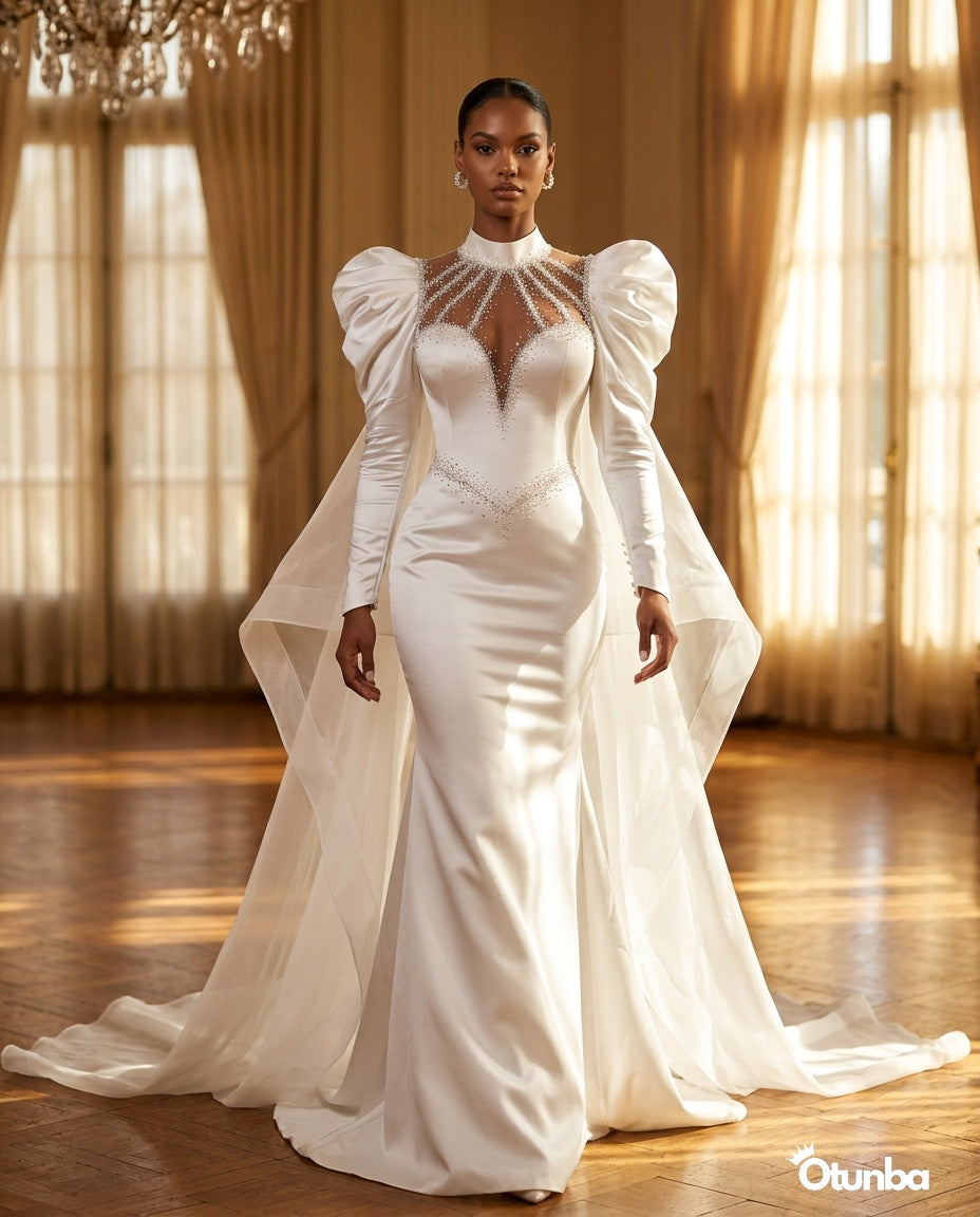 Luxury Puff Hand Breast tube corset Wedding Dress | High Neck — Social 2 | OTUNBA Luxury Fashion