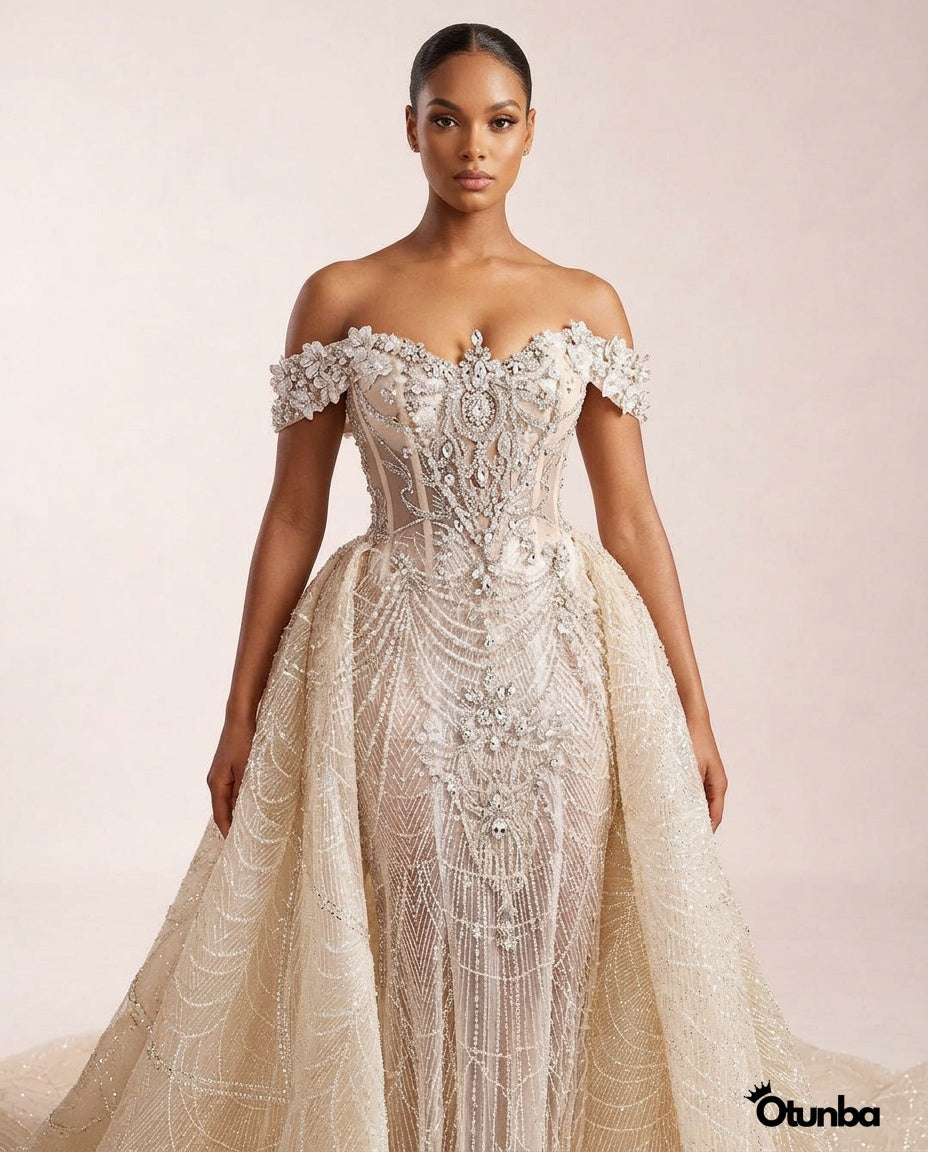 Luxury Sequin Wedding Dress | Detachable Tail — Photo 4 | OTUNBA Luxury Fashion