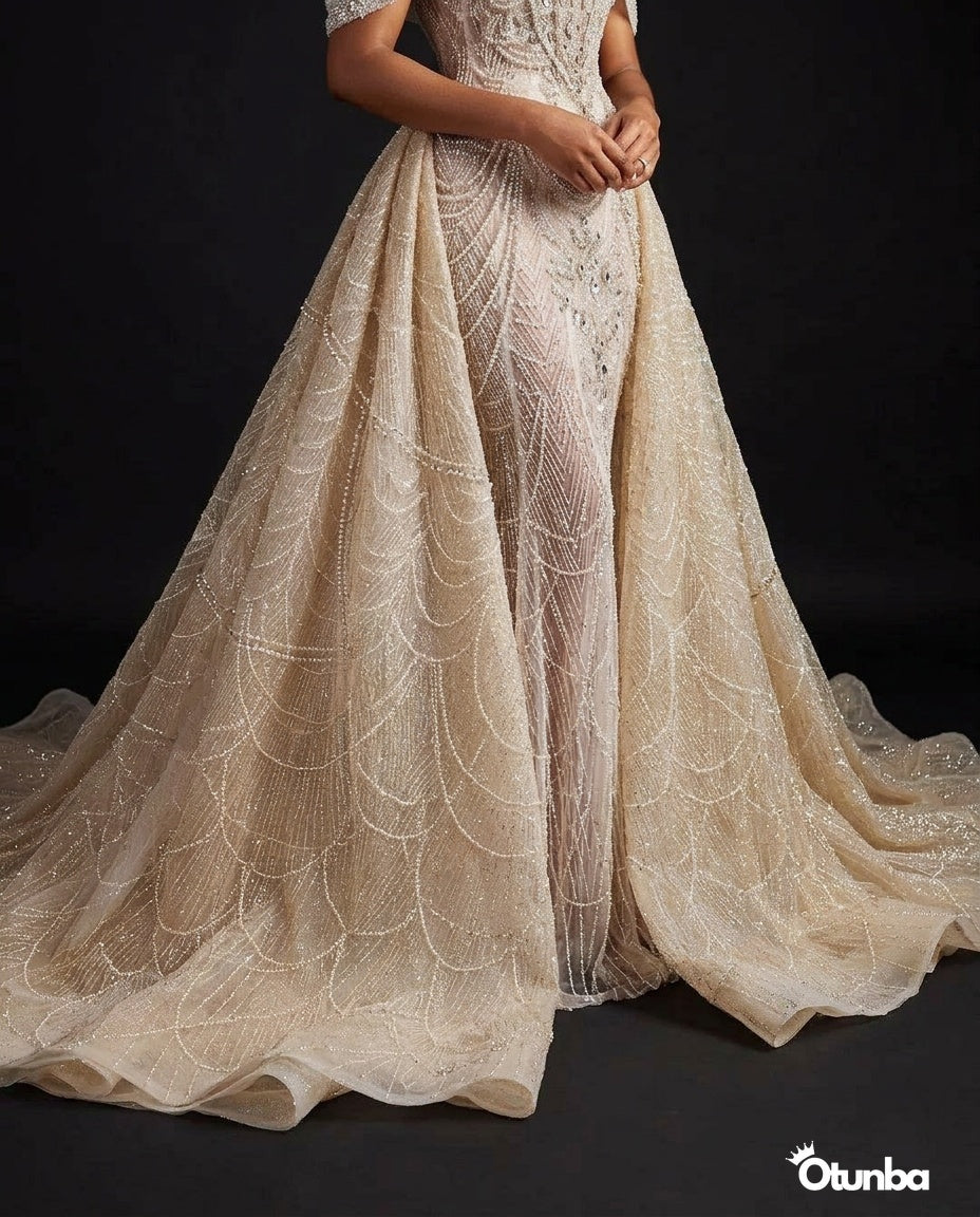 Luxury Sequin Wedding Dress | Detachable Tail — Photo 5 | OTUNBA Luxury Fashion
