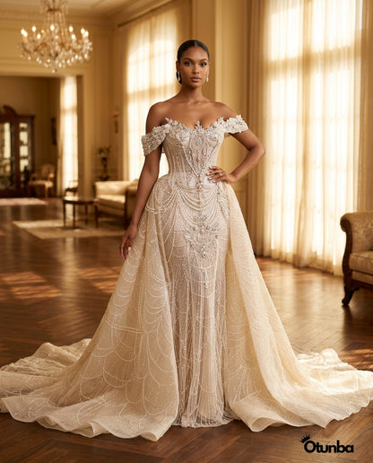 Luxury Sequin Wedding Dress | Detachable Tail — Social 1 | OTUNBA Luxury Fashion